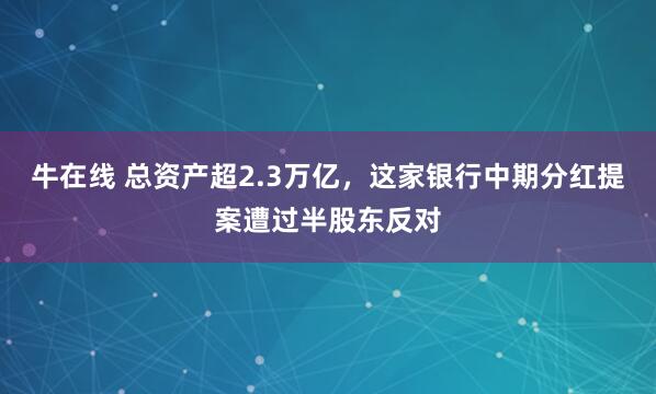 牛在线 总资产超2.3万亿，这家银行中期分红提案遭过半股东反对
